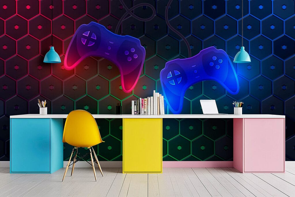 Game controllers and hexagons — interior 4