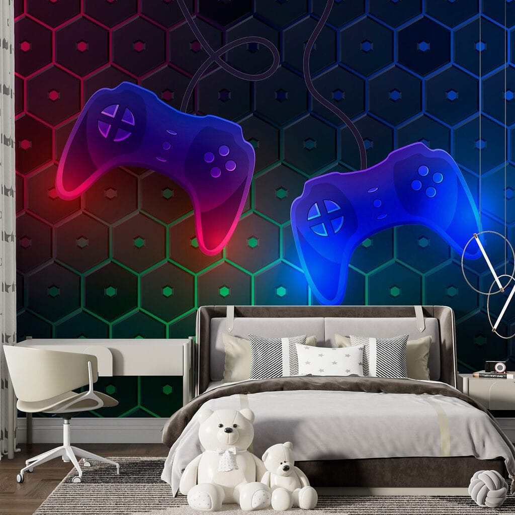Game controllers and hexagons — interior 5