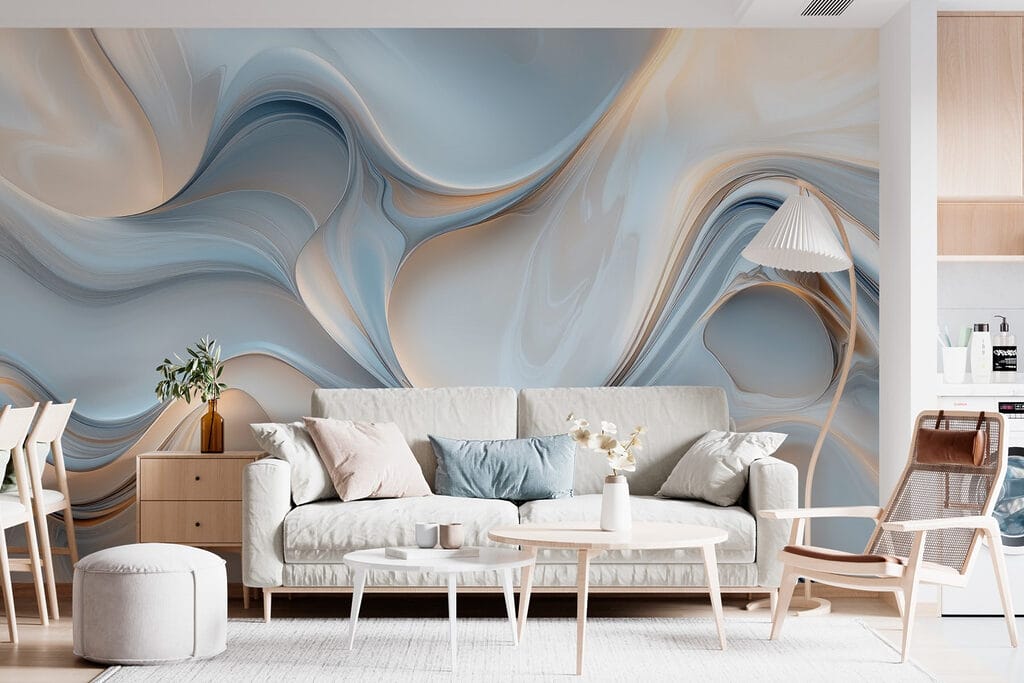Blue waves with gold — interior 1