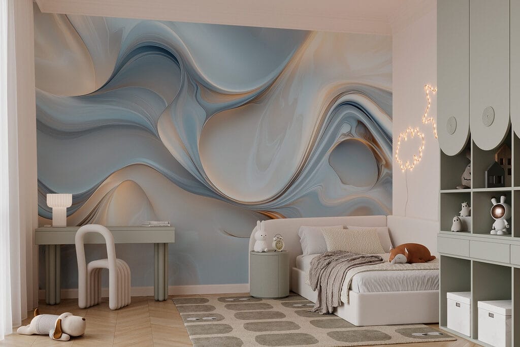 Blue waves with gold — interior 5