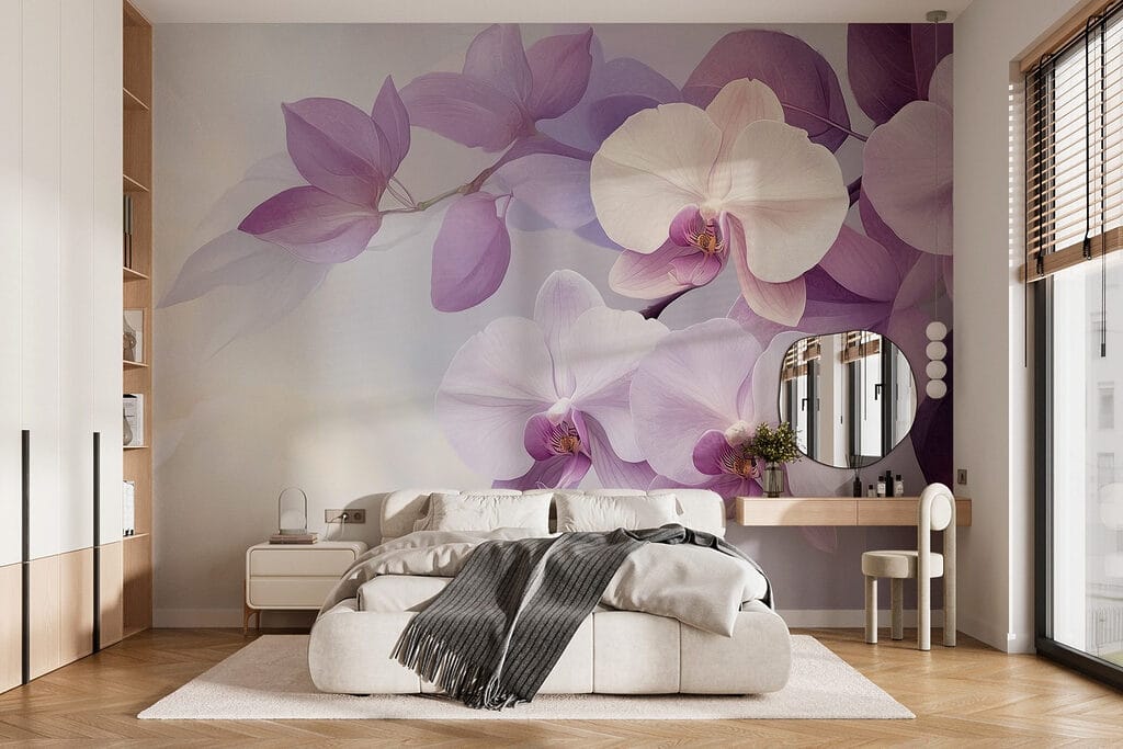Orchids among purple leaves — interior 1