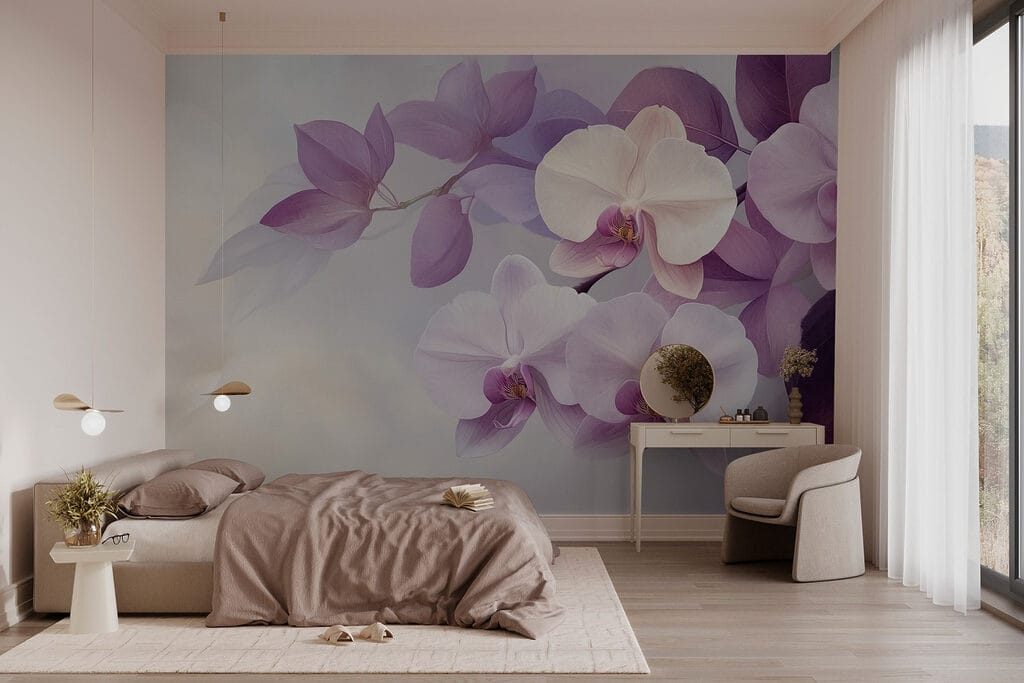 Orchids among purple leaves — interior 2