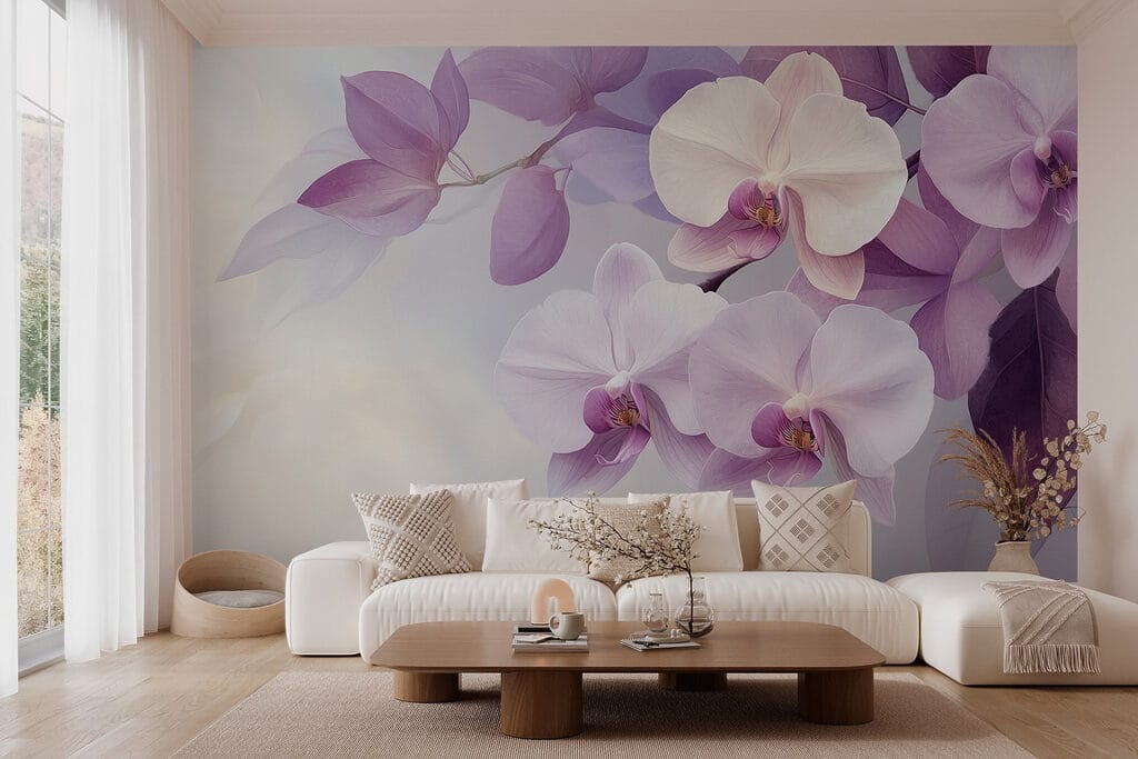 Orchids among purple leaves — interior 4