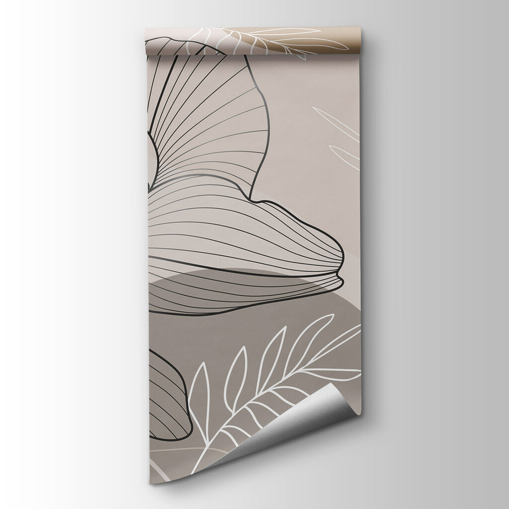 Flower outlines on taupe — product view