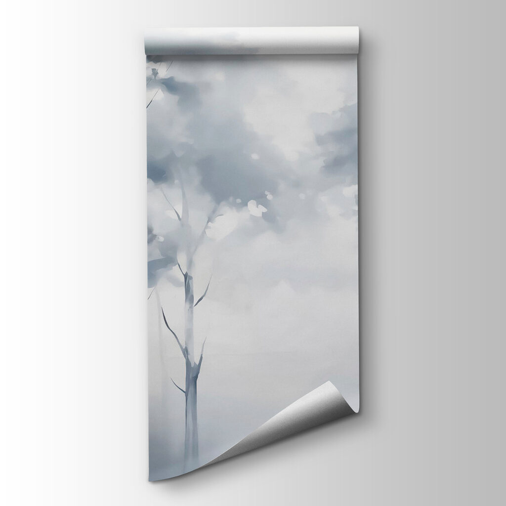 Blue trees behind mist — product view
