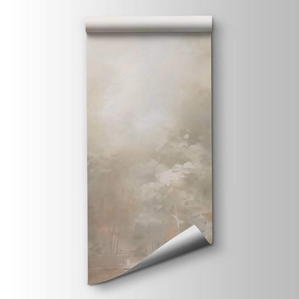 Warm light between trunks — product view