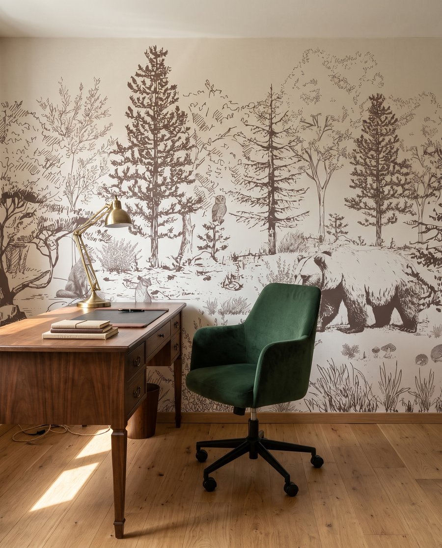 Bear in Woodland Etching — interior 9