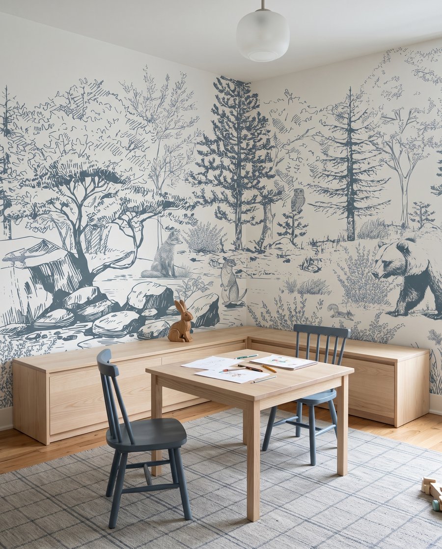 Bear in Woodland Etching — interior 1