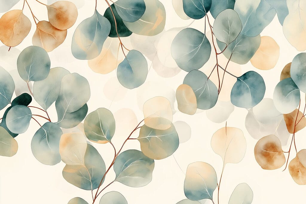 Leaves along curved branches — full design