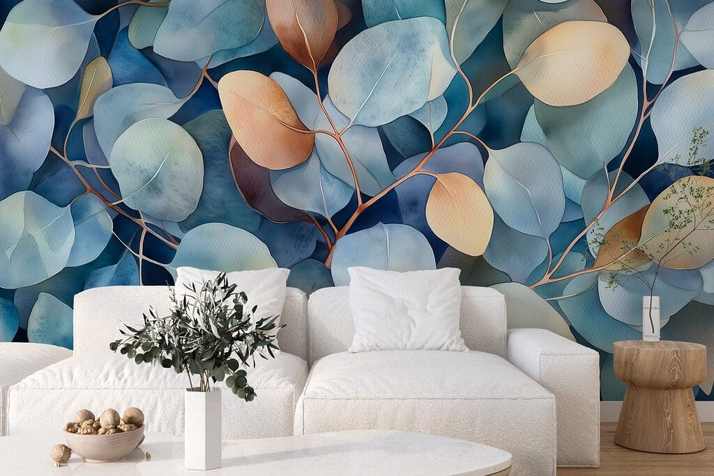 Blue leaves with ochre — interior 2