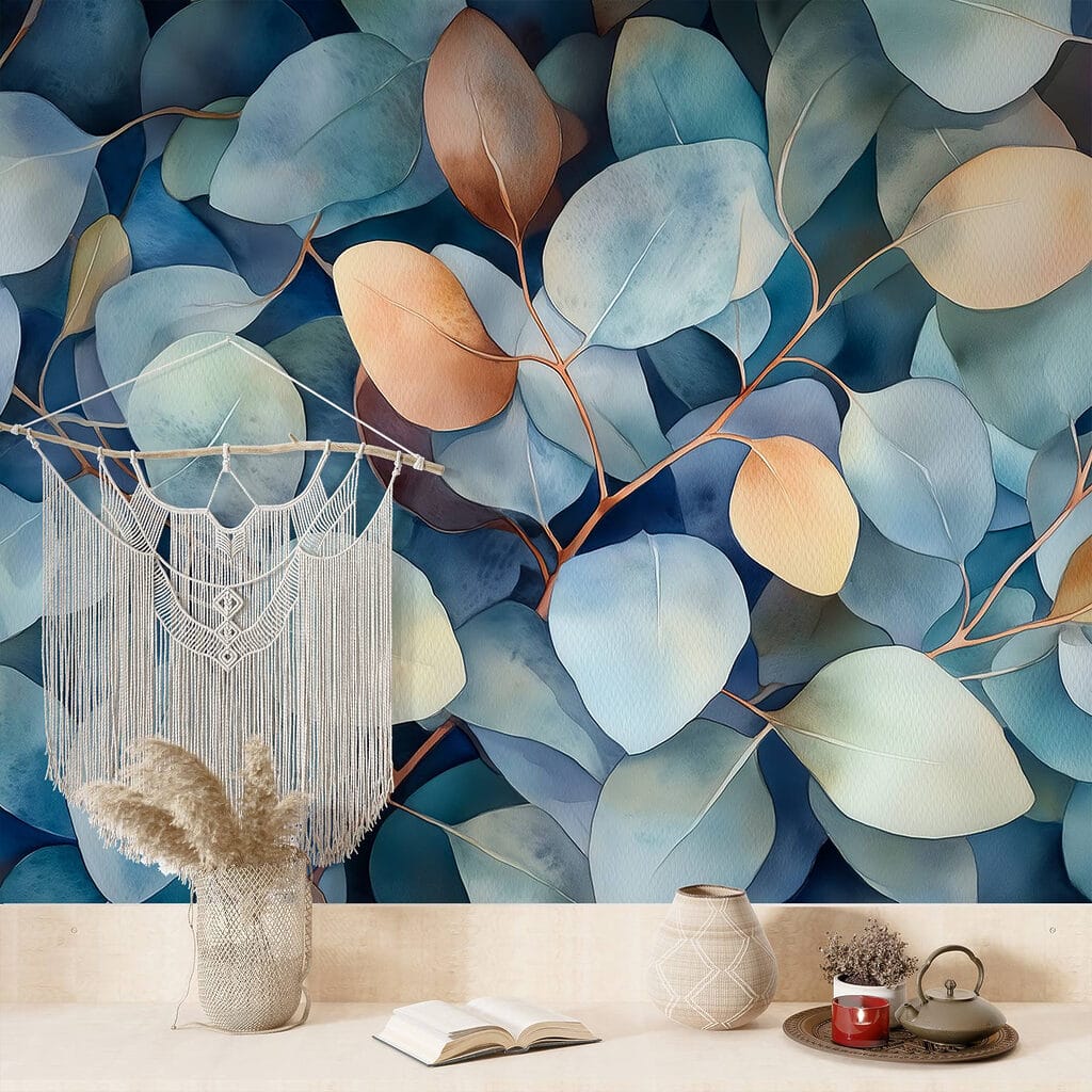 Blue leaves with ochre — interior 3