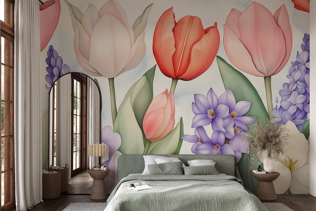 Tulips among purple flowers — interior 3
