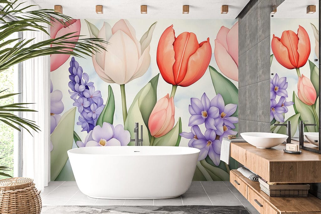 Tulips among purple flowers — interior 6