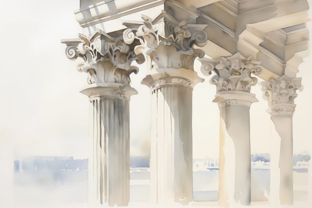 Columns above clouds — full design