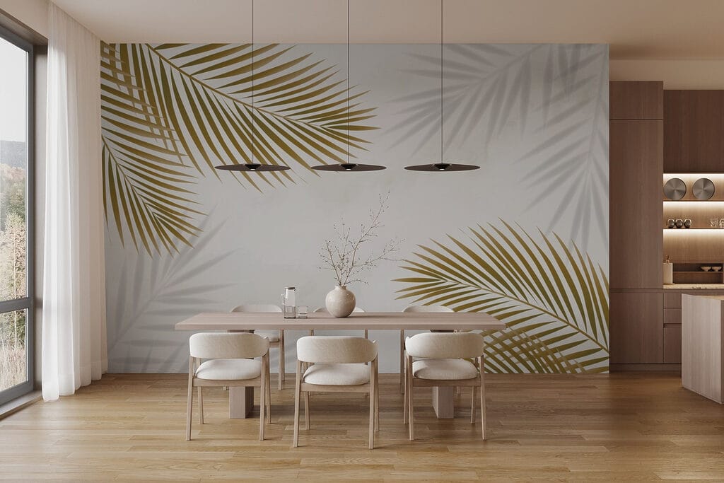 Palm leaves from corners — interior 1