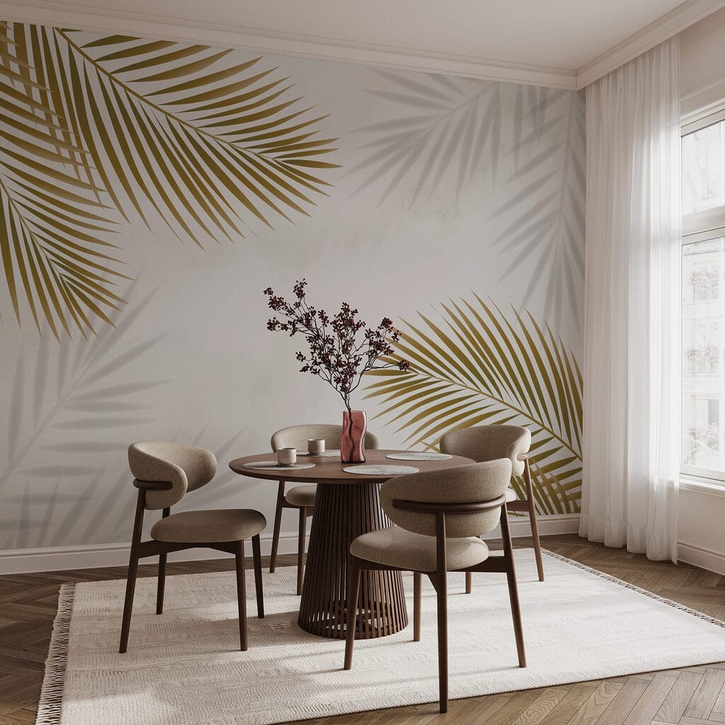 Palm leaves from corners — interior 2