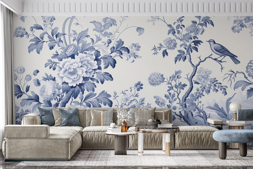 Birds among flowering branches — interior 2