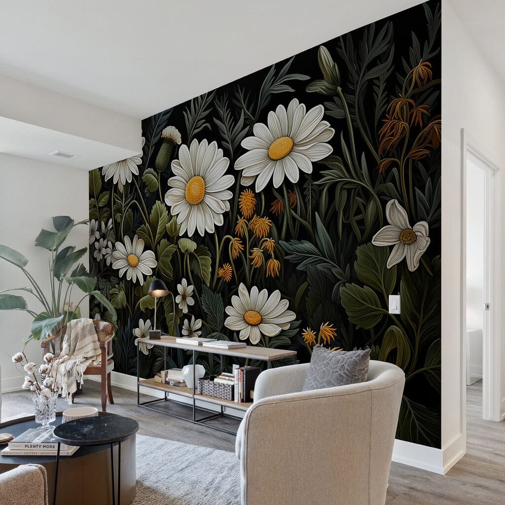 Daisies against dark leaves — interior 3