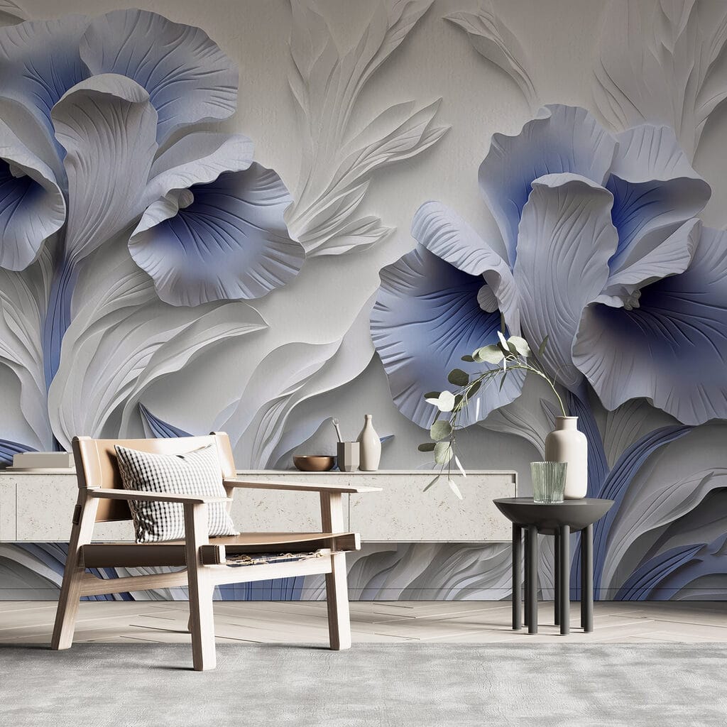Blue flowers in relief — interior 1