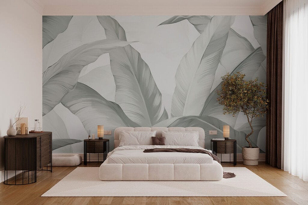 Large leaves on white — interior 1