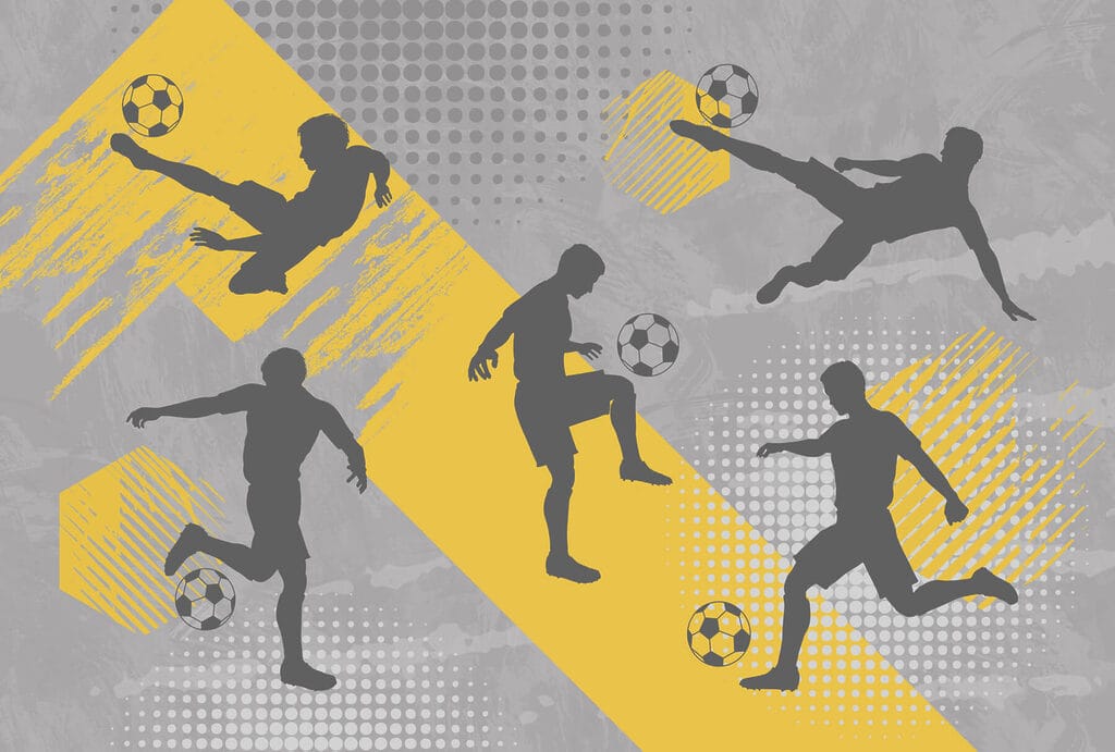 Footballers in motion — full design