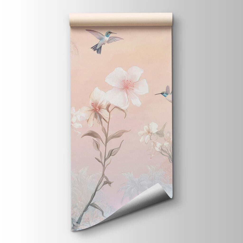 Birds above pink palms — product view