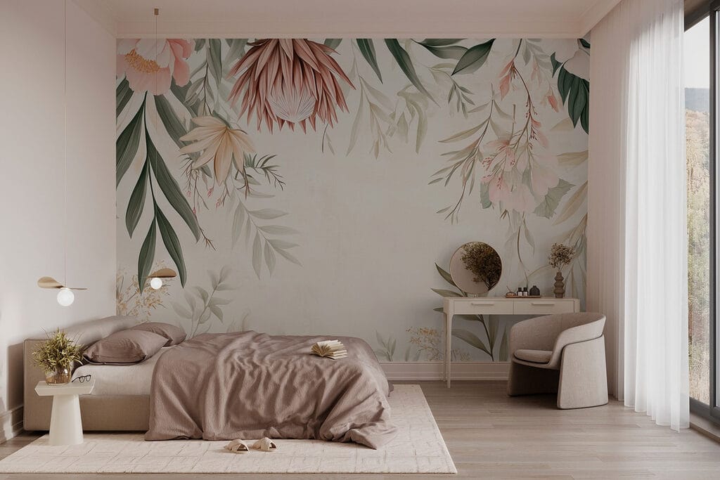 Hanging flowers around white — interior 2