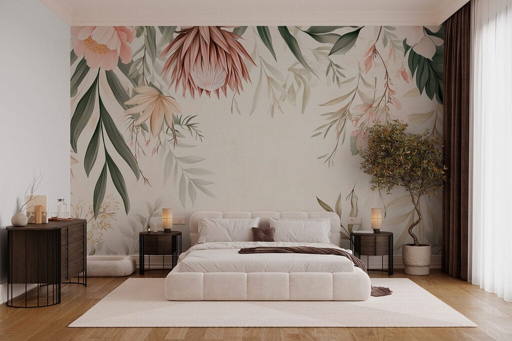Hanging flowers around white — interior 3