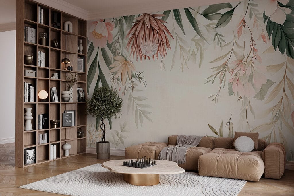 Hanging flowers around white — interior 4