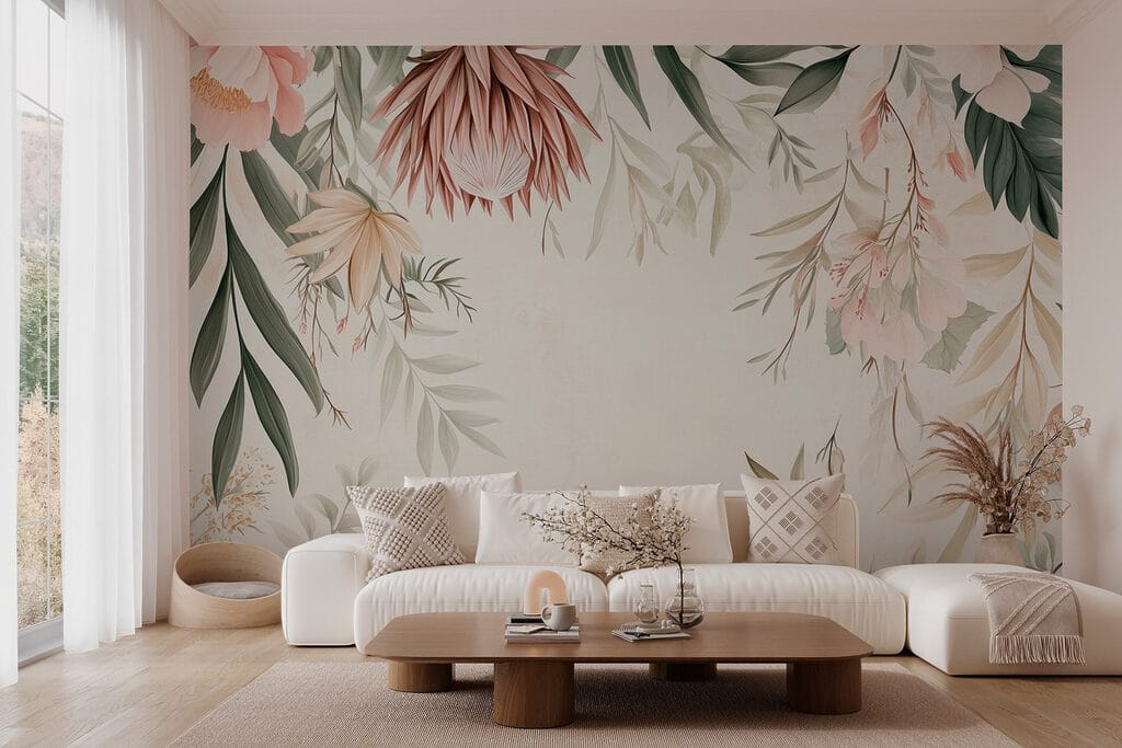 Hanging flowers around white — interior 5