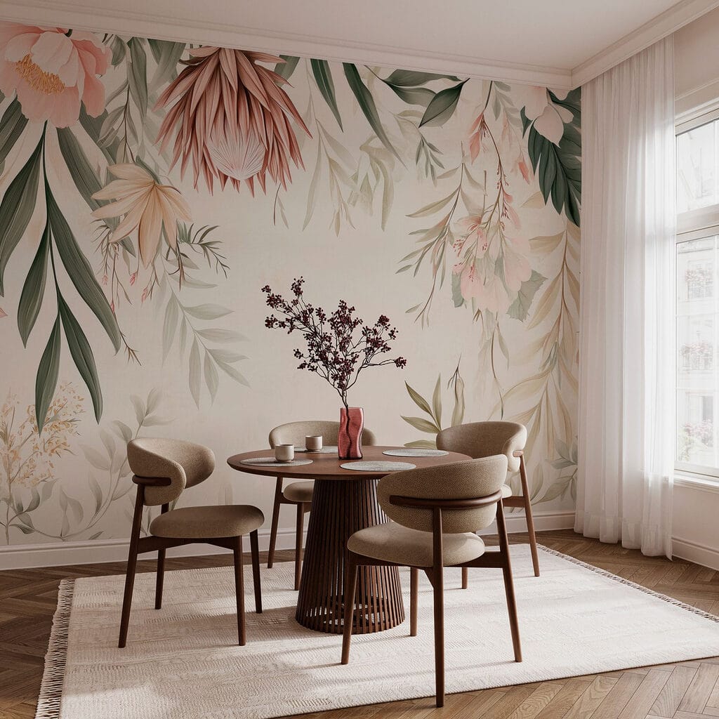 Hanging flowers around white — interior 6