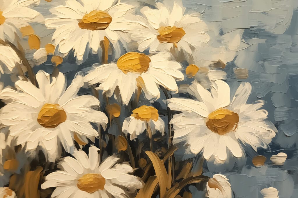 Daisies in thick brushstrokes — full design