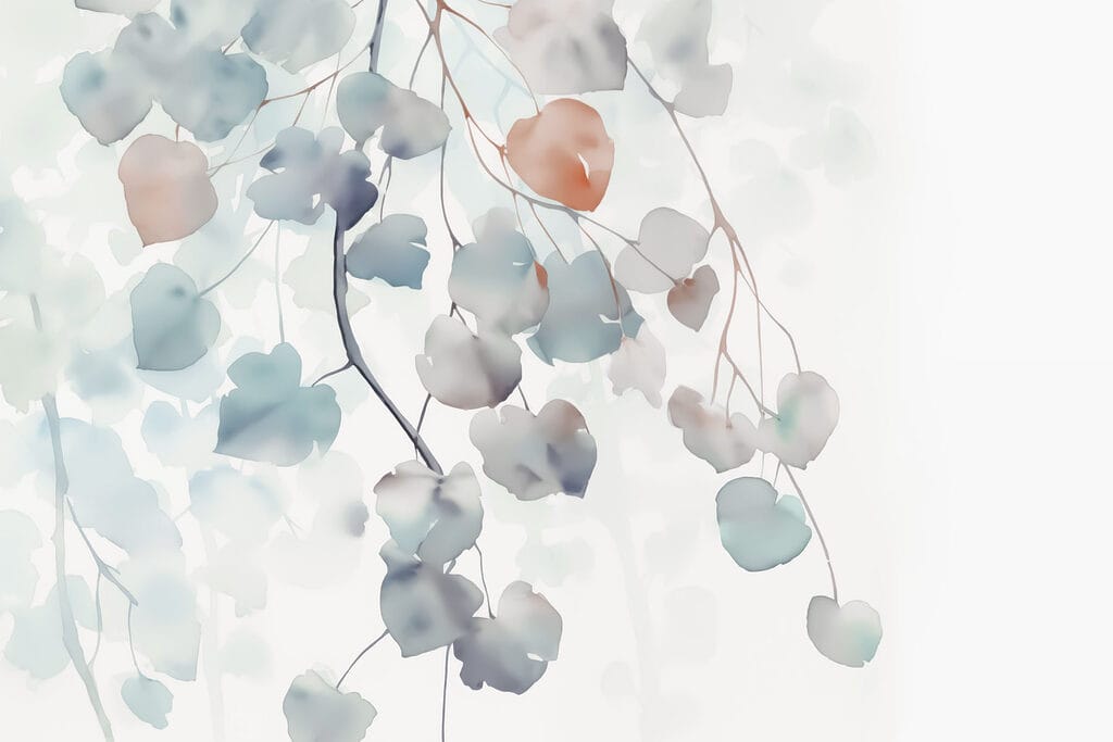Round leaves on twigs — full design