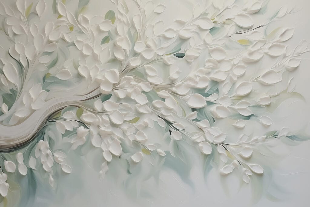 White treetop in relief — full design