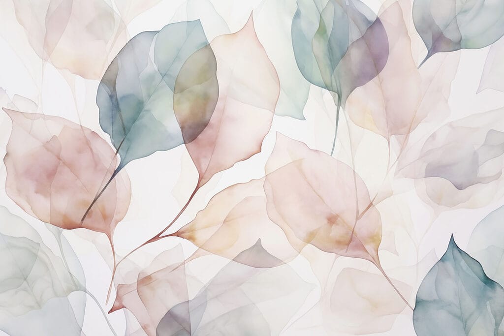 Pastel leaves in layers — full design