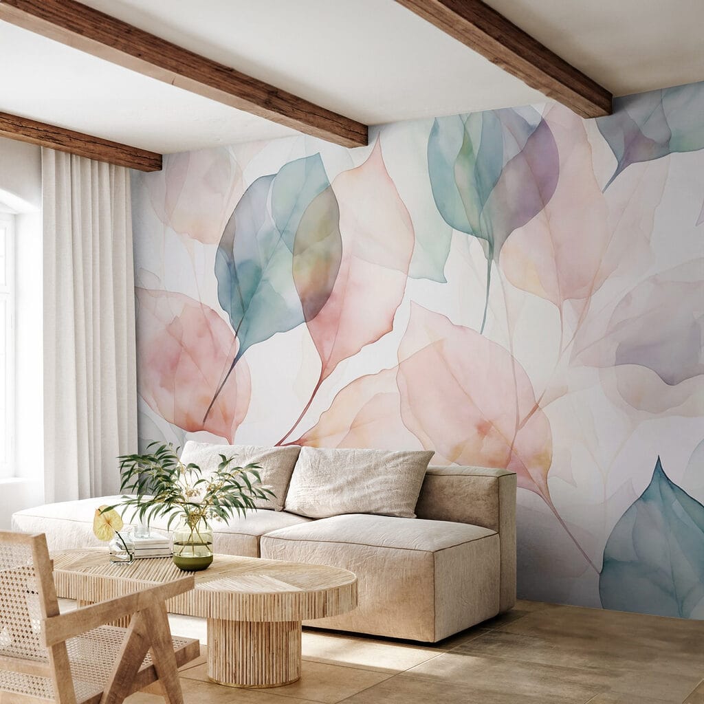 Pastel leaves in layers — interior 1