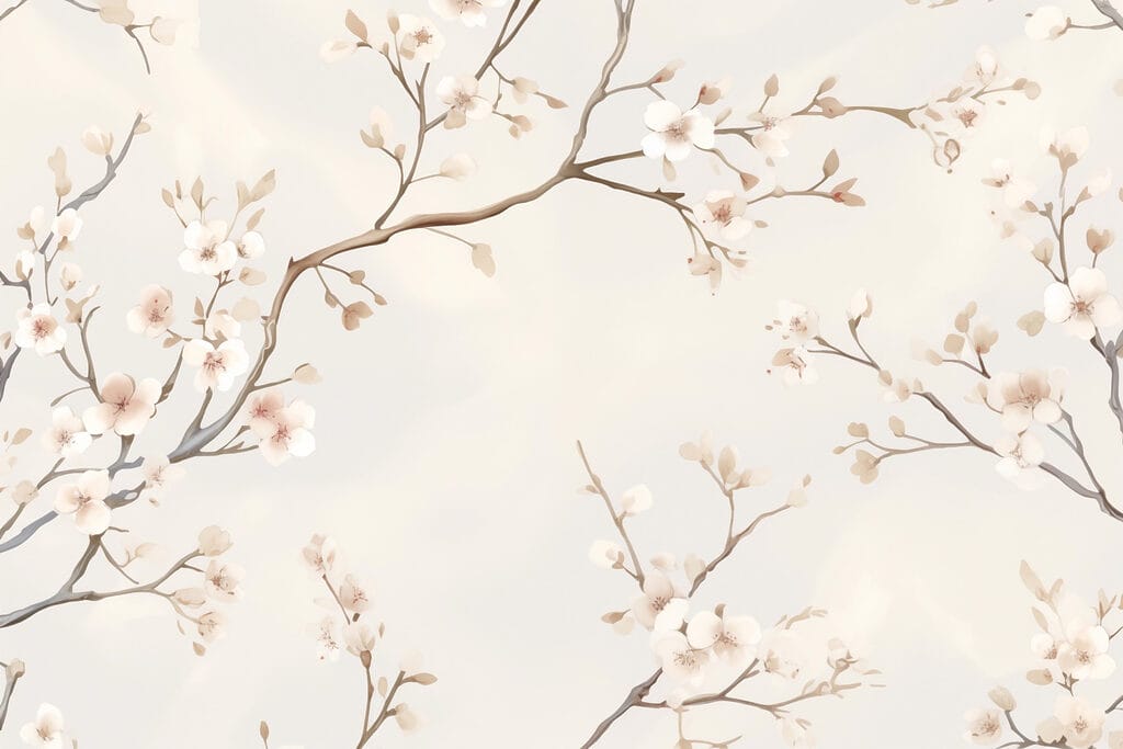 White blossom on cream — full design