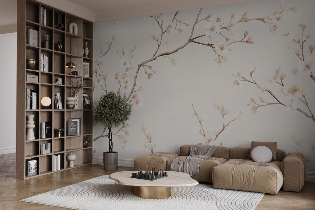 White blossom on cream — interior 1