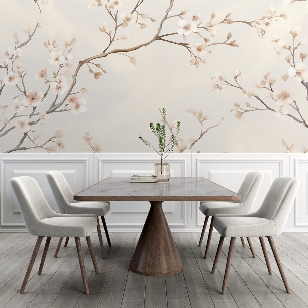 White blossom on cream — interior 2
