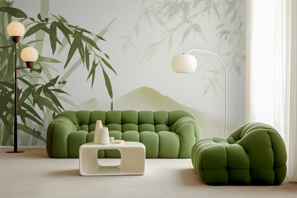 Bamboo framing soft hills — interior 3