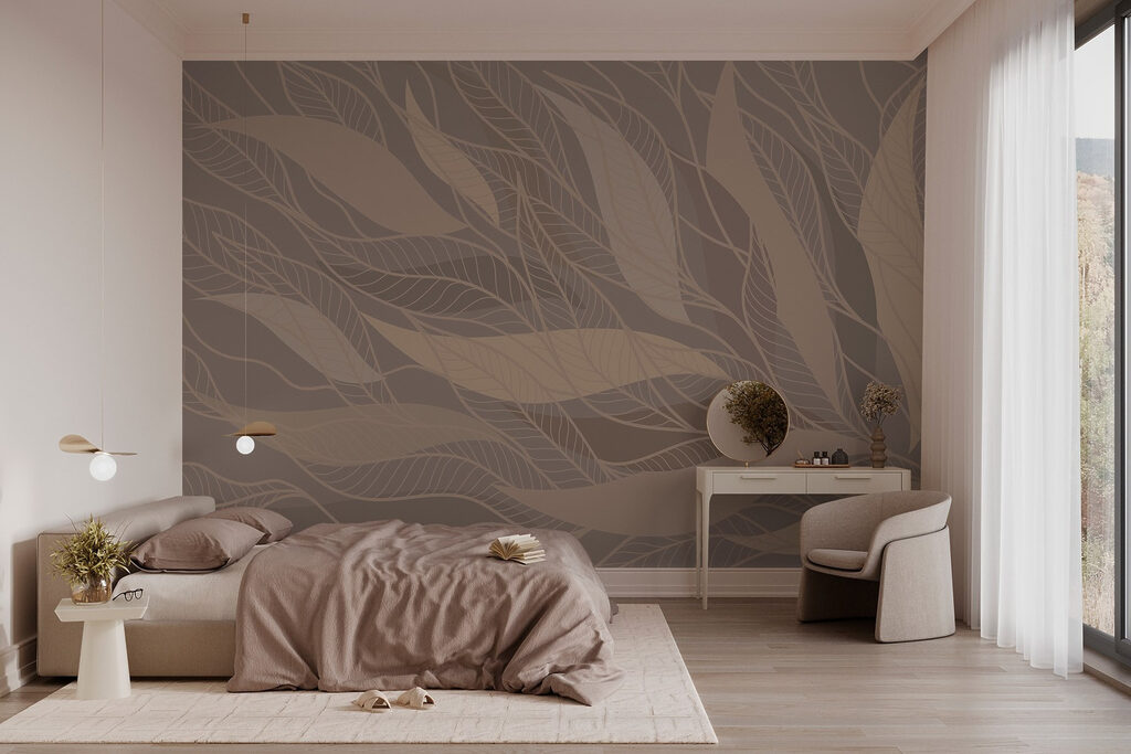 Leaves on warm taupe — interior 1