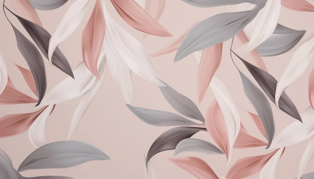 Pink leaves beside grey — full design