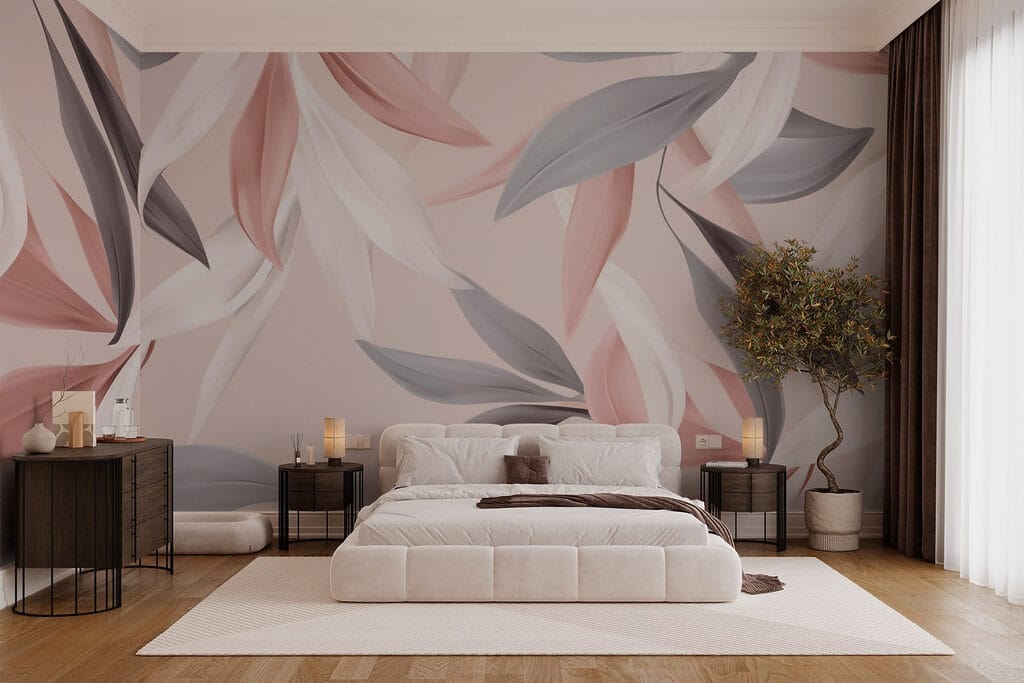 Pink leaves beside grey — interior 1