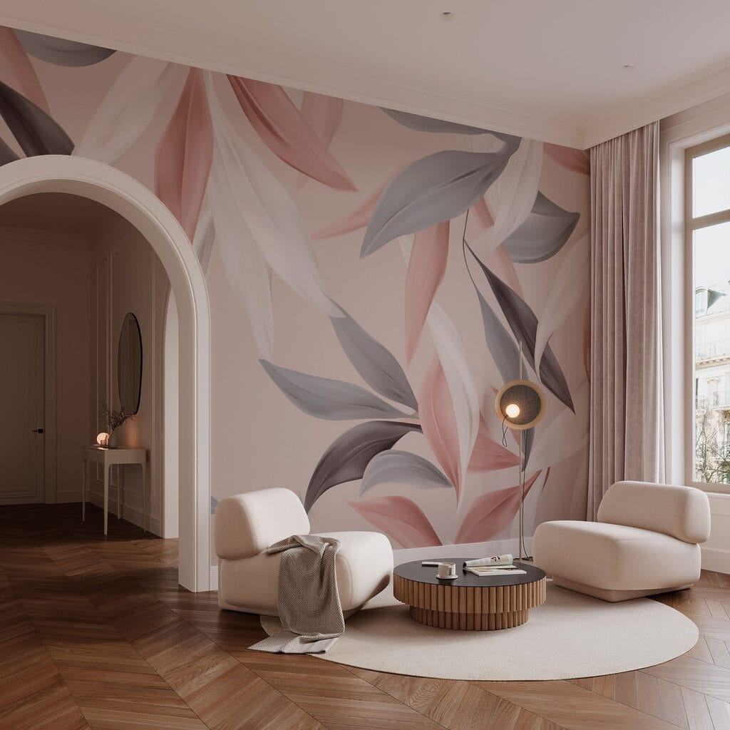 Pink leaves beside grey — interior 3