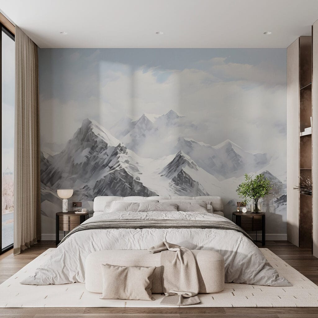 Snowy peaks among clouds — interior 1