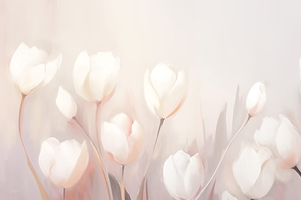 Pale tulips on pink — full design