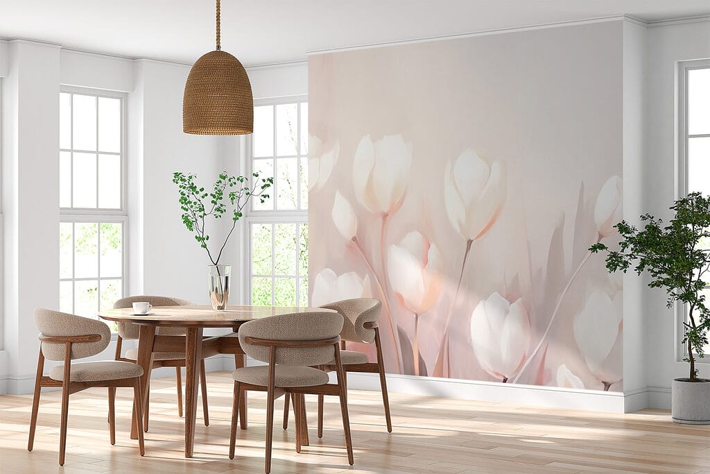 Pale tulips on pink — interior 2