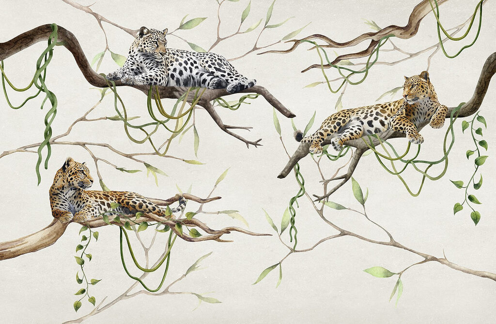 Leopards among vines — full design