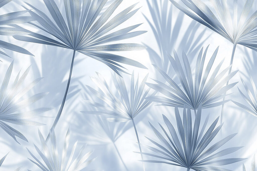Blue palm fans — full design