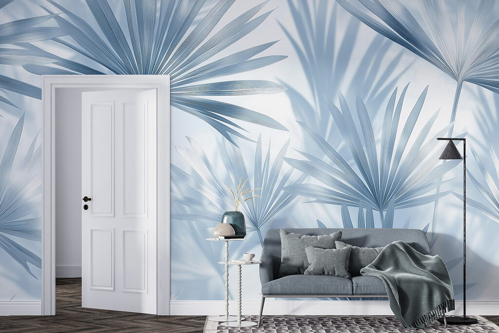 Blue palm fans — interior 3